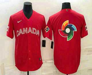Mens Canada Baseball 2023 Red World Big Logo With Patch Classic Stitched Jerseys